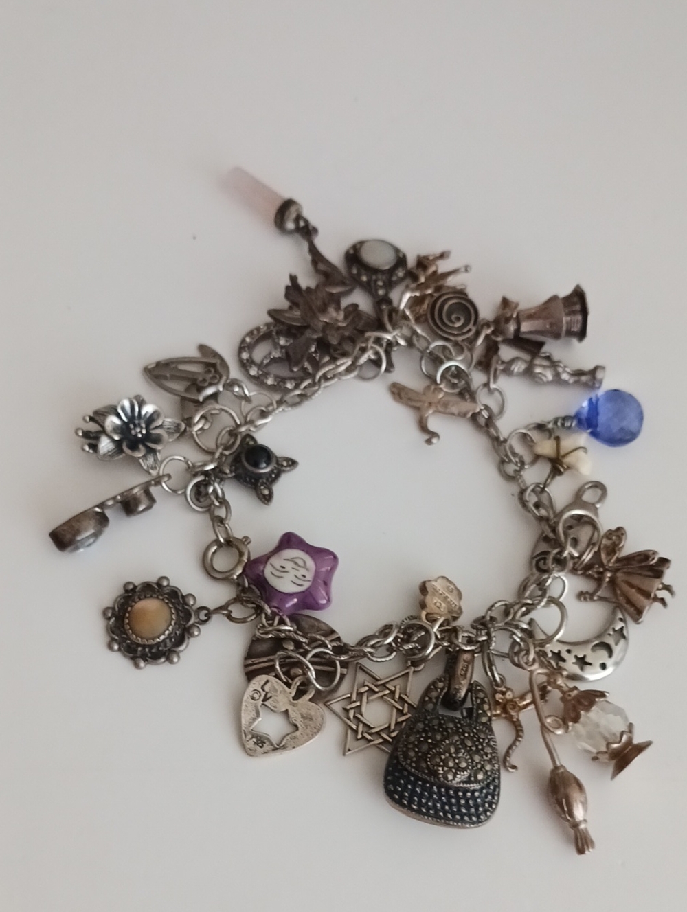 SS Multi-Charm Bracelet with Blue and Purple Accents, and lots More Colors.